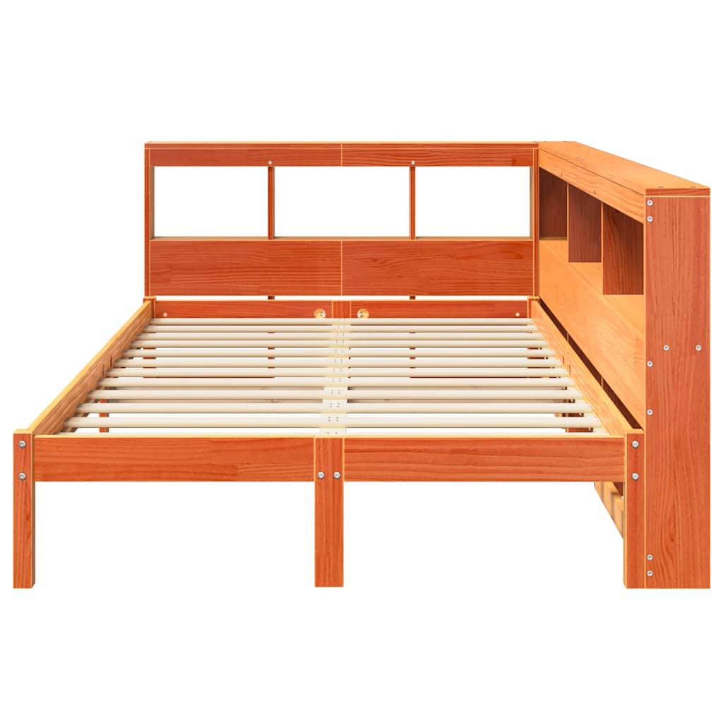 Bookcase Bed without Mattress Wax Brown 120x200 cm Solid Wood Pine