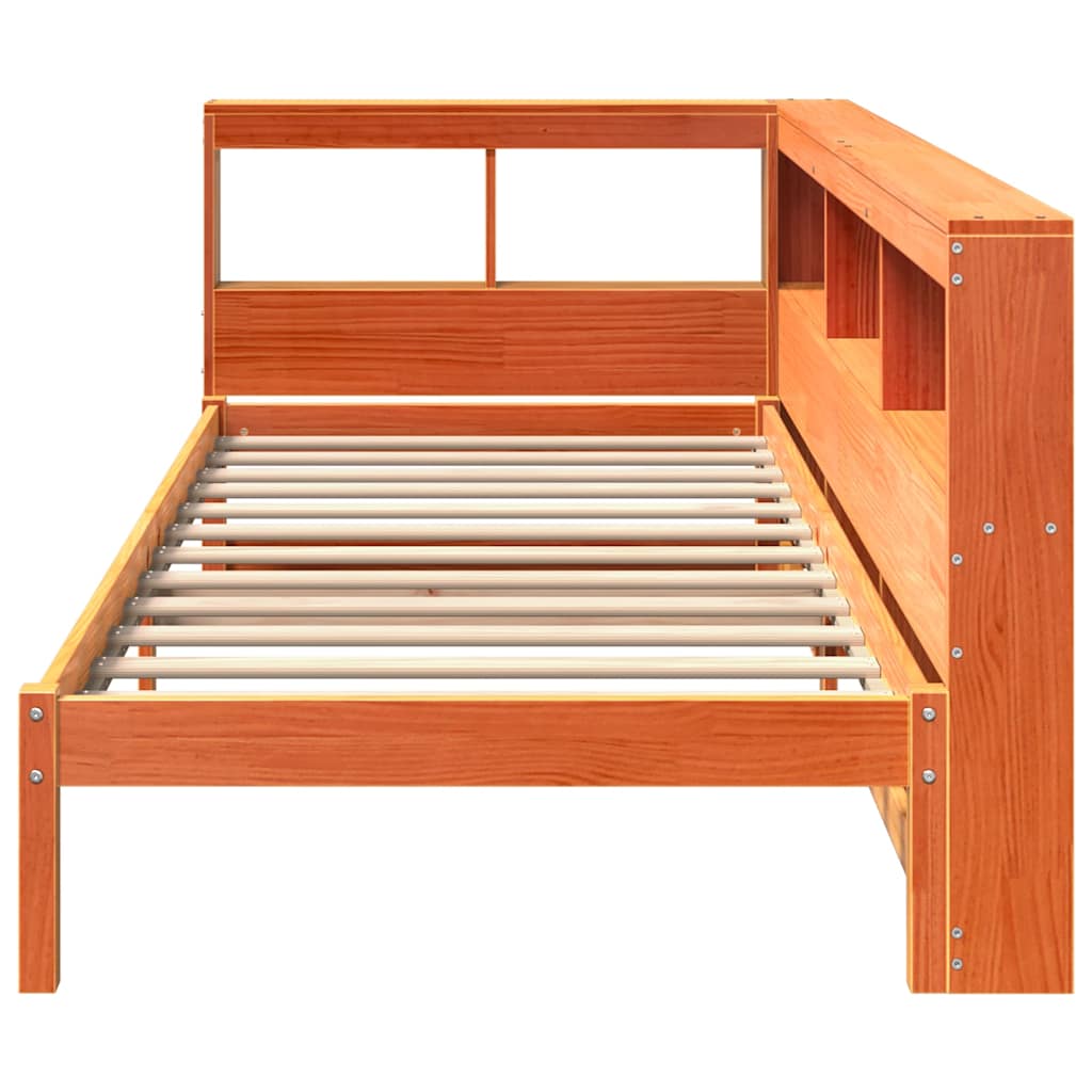 Bookcase Bed without Mattress Wax Brown 100x200 cm Solid Wood Pine