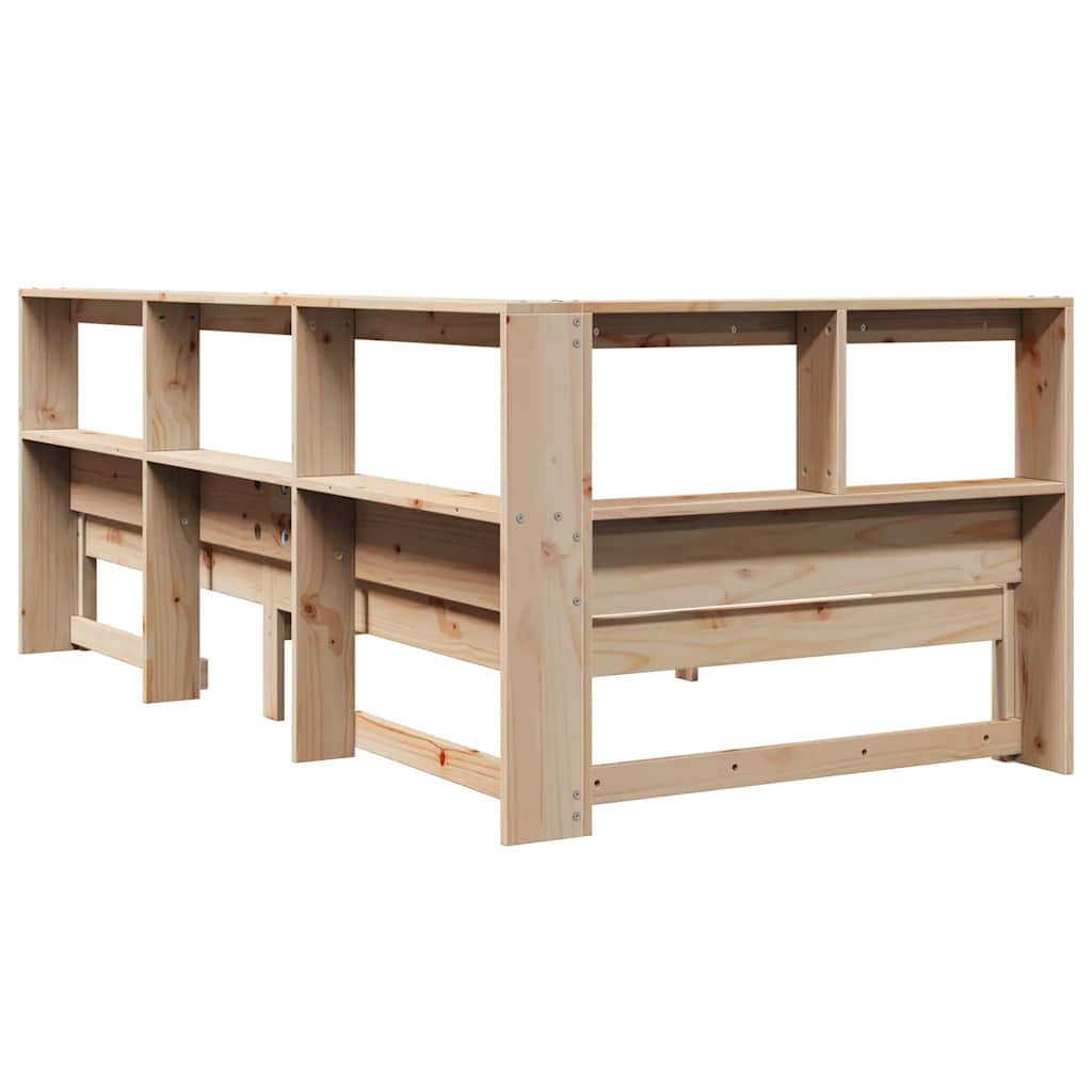 Bookcase Bed without Mattress 90x200 cm Solid Wood Pine