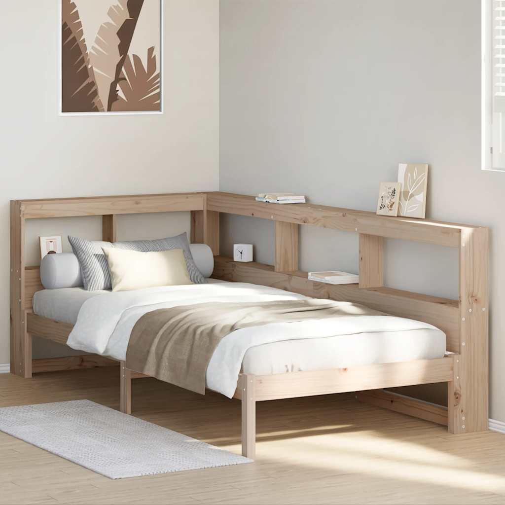 Bookcase Bed without Mattress 90x200 cm Solid Wood Pine