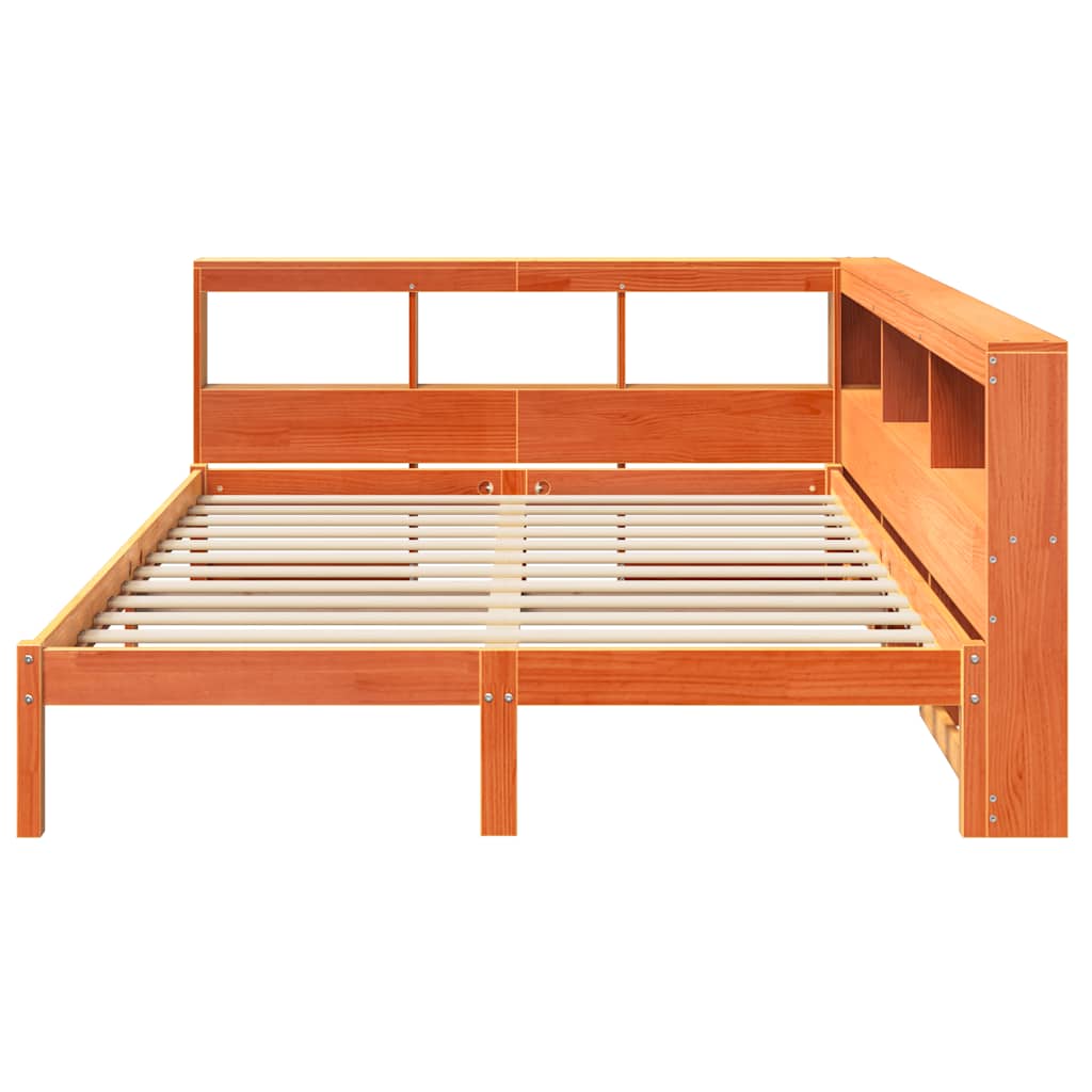 Bookcase Bed without Mattress Wax Brown 140x190 cm Solid Wood Pine