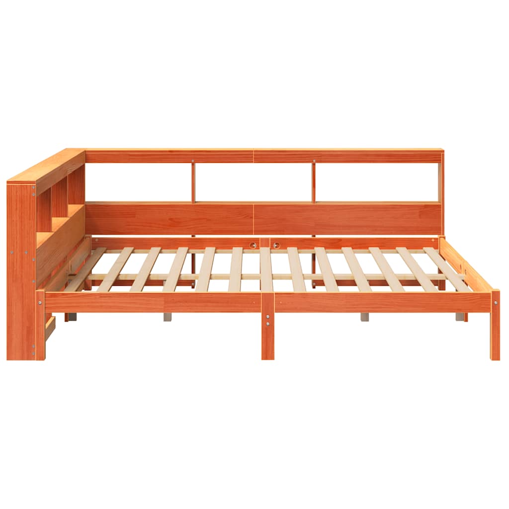 Bookcase Bed without Mattress Wax Brown 140x190 cm Solid Wood Pine