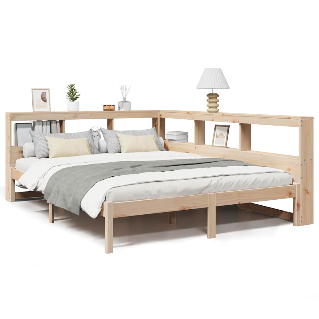 Bookcase Bed without Mattress 135x190 cm Solid Wood Pine