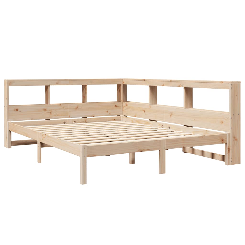 Bookcase Bed without Mattress 135x190 cm Solid Wood Pine