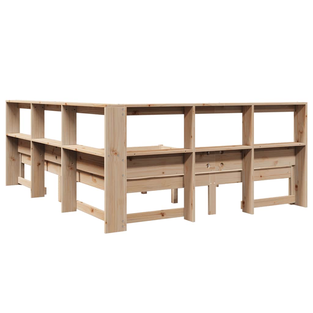 Bookcase Bed without Mattress 135x190 cm Solid Wood Pine