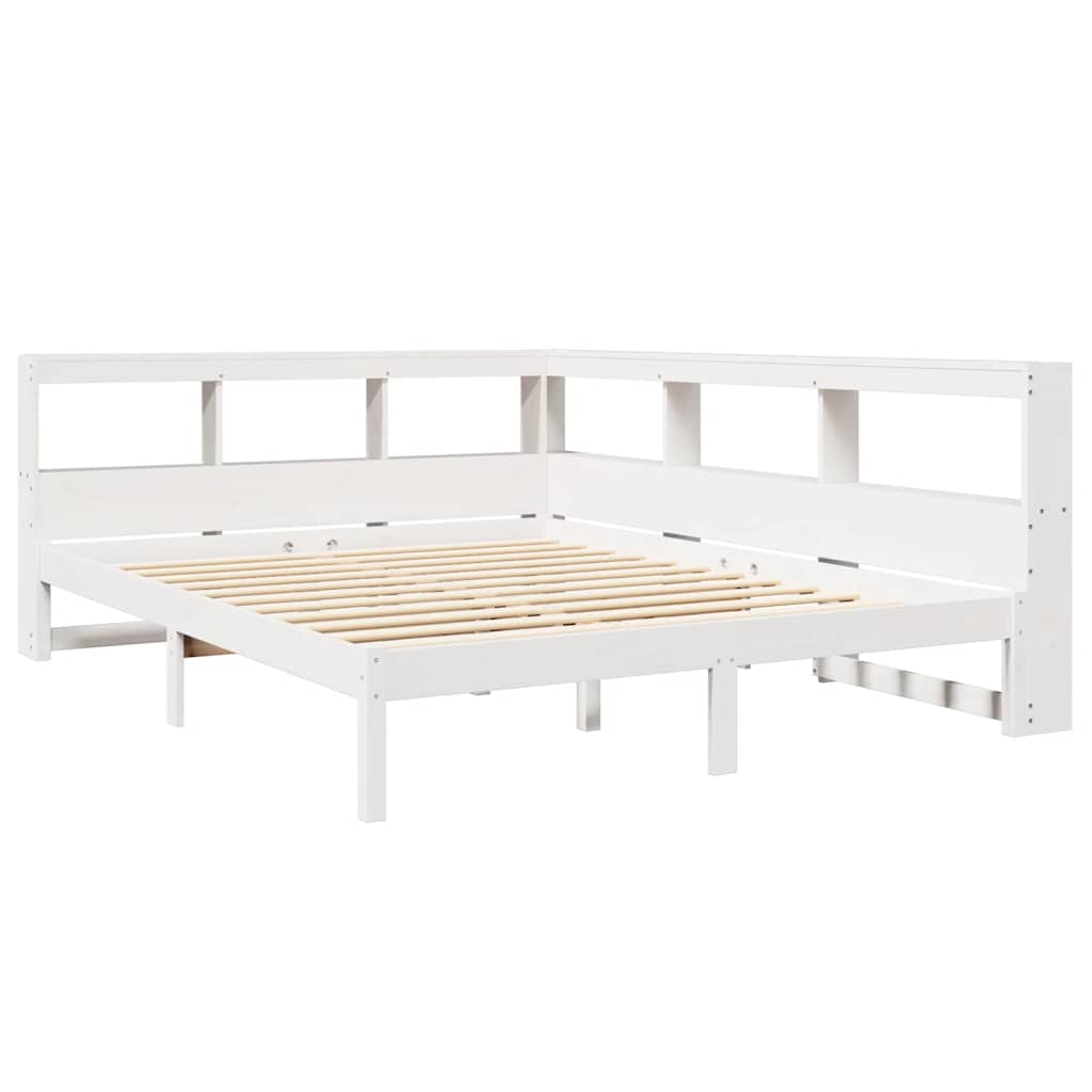 Bookcase Bed without Mattress White 135x190 cm Solid Wood Pine