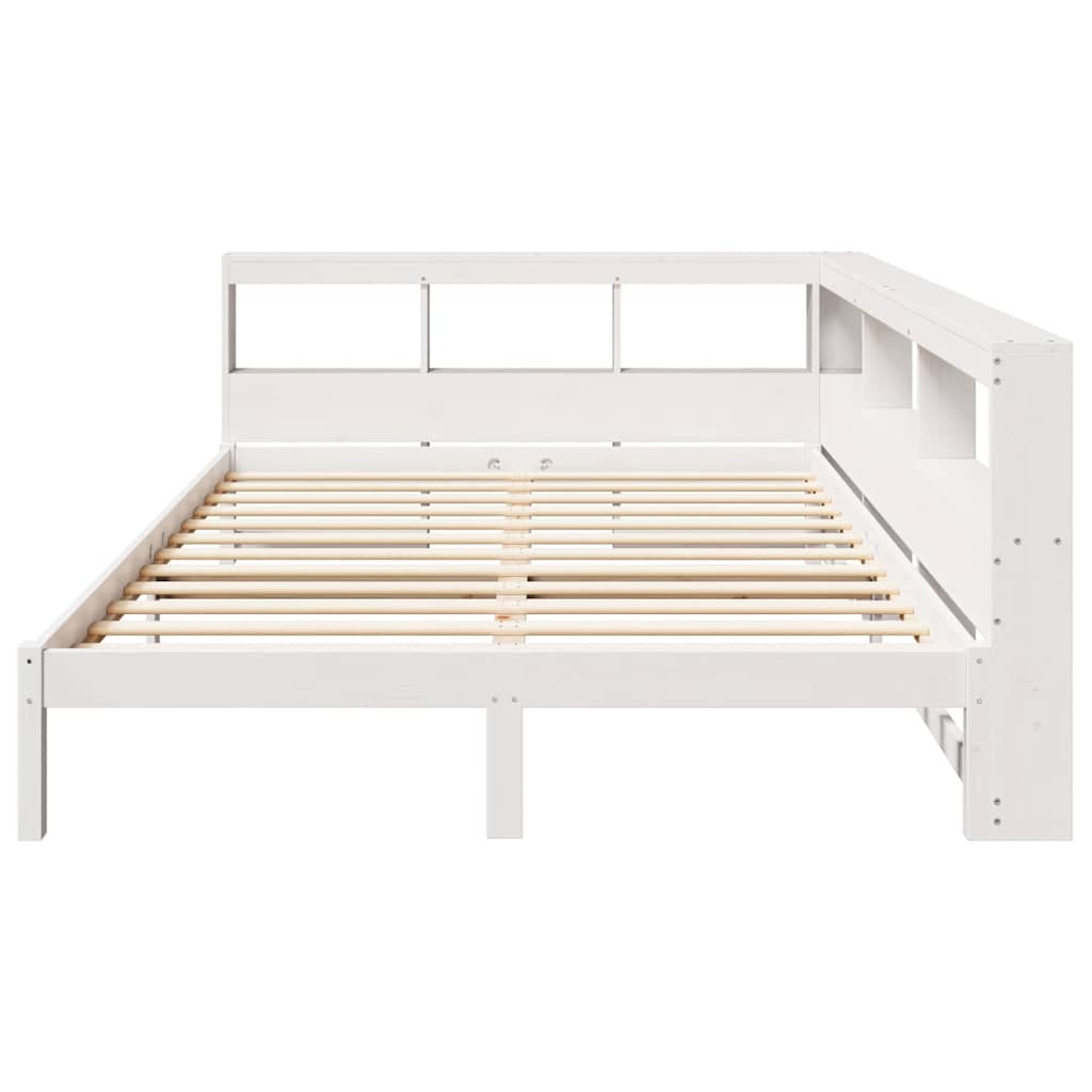 Bookcase Bed without Mattress White 135x190 cm Solid Wood Pine