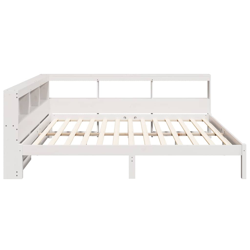 Bookcase Bed without Mattress White 135x190 cm Solid Wood Pine