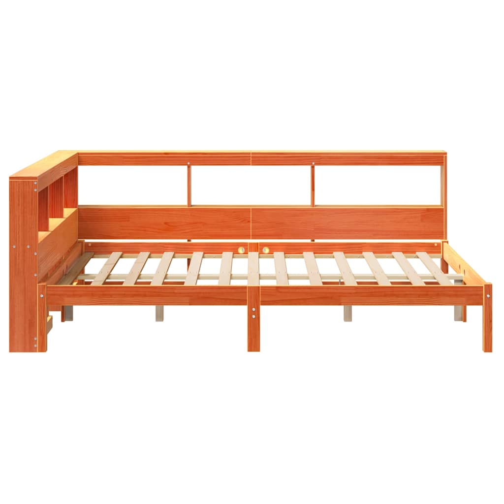 Bookcase Bed without Mattress Wax Brown 135x190 cm Solid Wood Pine