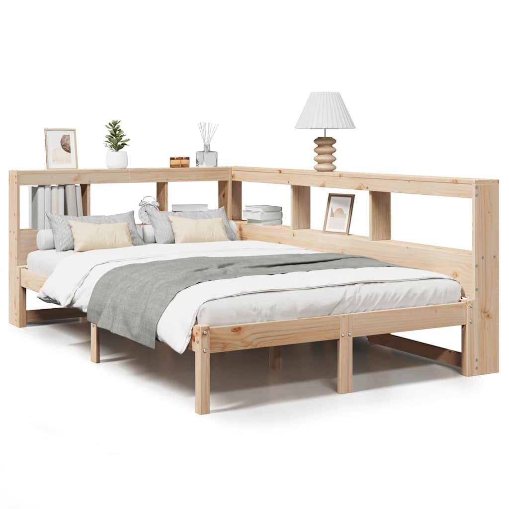 Bookcase Bed without Mattress 120x190 cm Solid Wood Pine