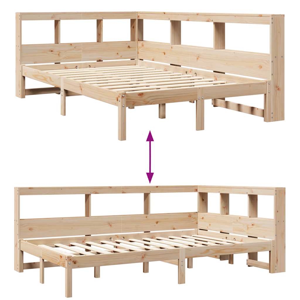 Bookcase Bed without Mattress 120x190 cm Solid Wood Pine