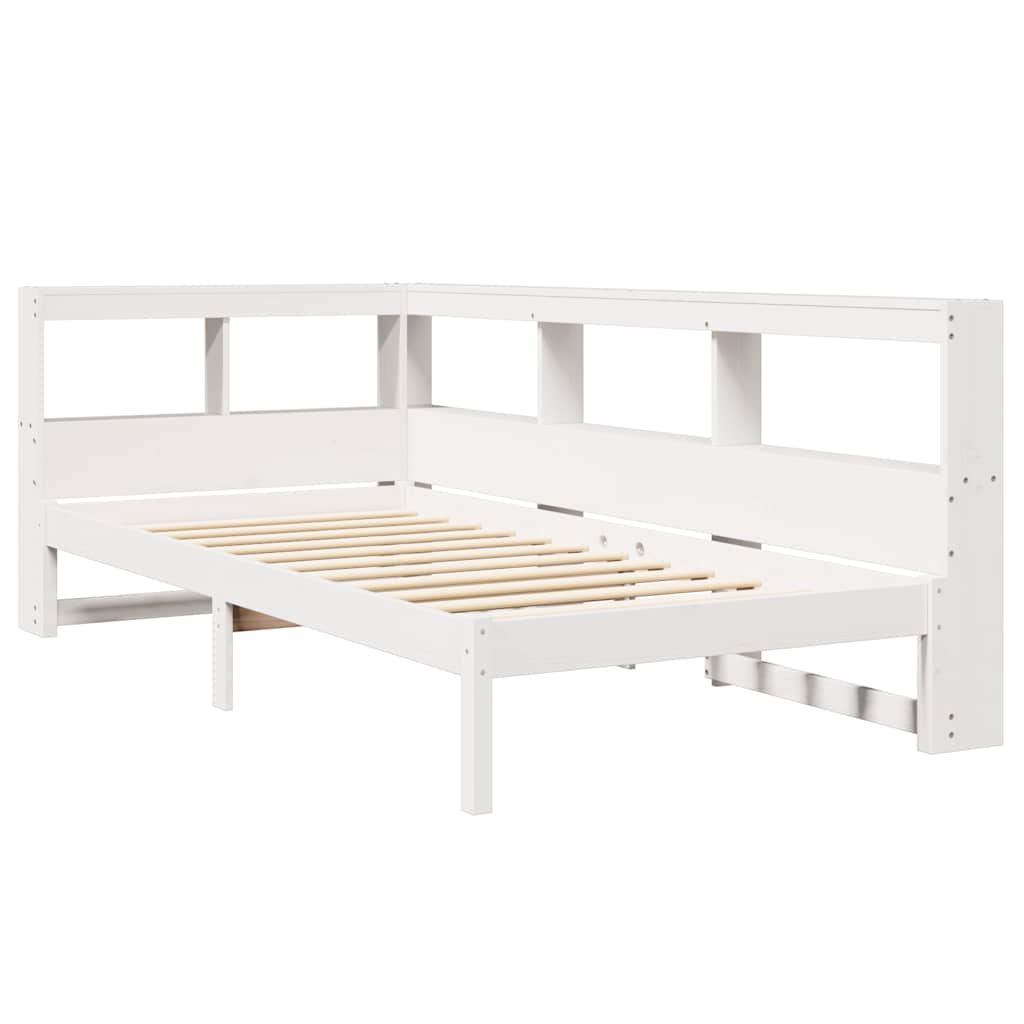 Bookcase Bed without Mattress White 75x190 cm Small Single Solid Wood Pine