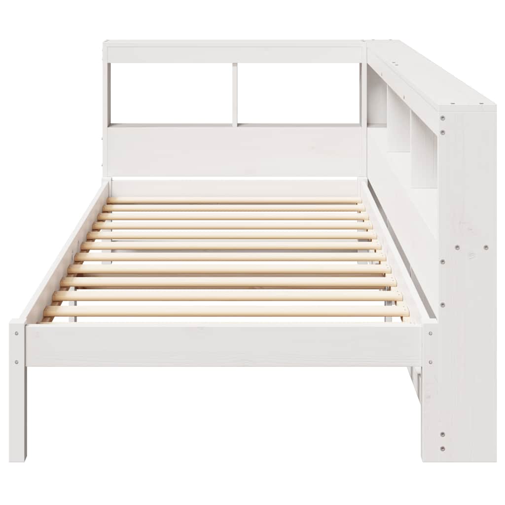 Bookcase Bed without Mattress White 75x190 cm Small Single Solid Wood Pine