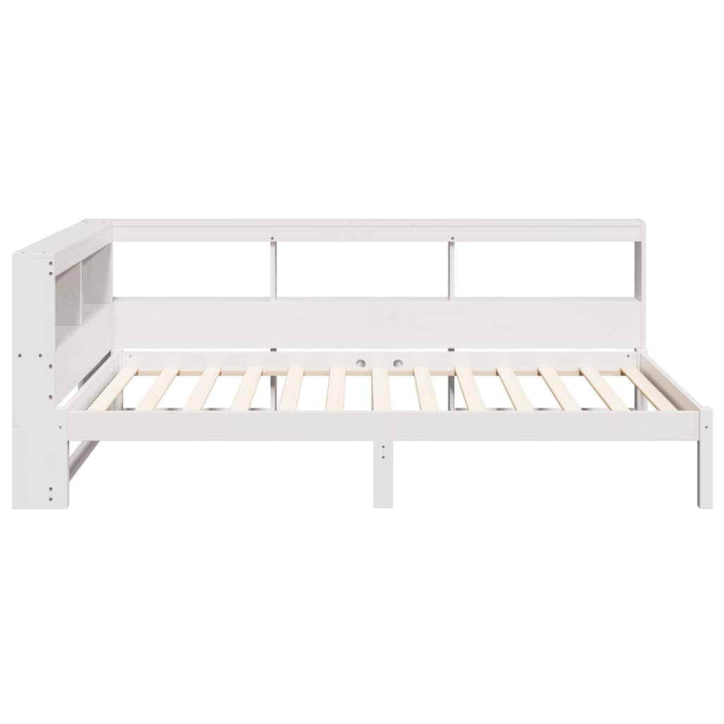 Bookcase Bed without Mattress White 75x190 cm Small Single Solid Wood Pine