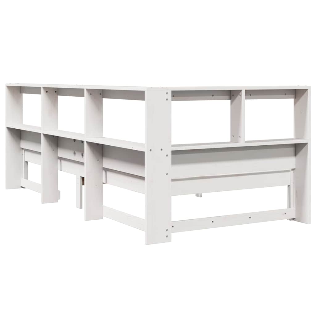 Bookcase Bed without Mattress White 75x190 cm Small Single Solid Wood Pine
