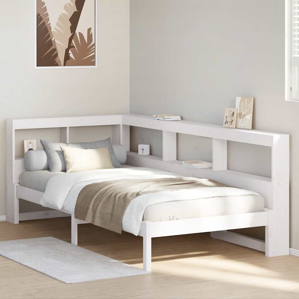 Bookcase Bed without Mattress White 75x190 cm Small Single Solid Wood Pine