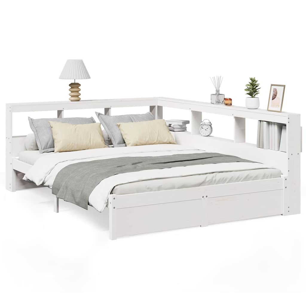 Bookcase Bed without Mattress White 150x200 cm Solid Wood Pine