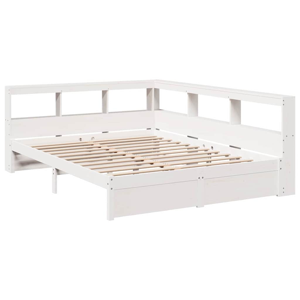 Bookcase Bed without Mattress White 150x200 cm Solid Wood Pine