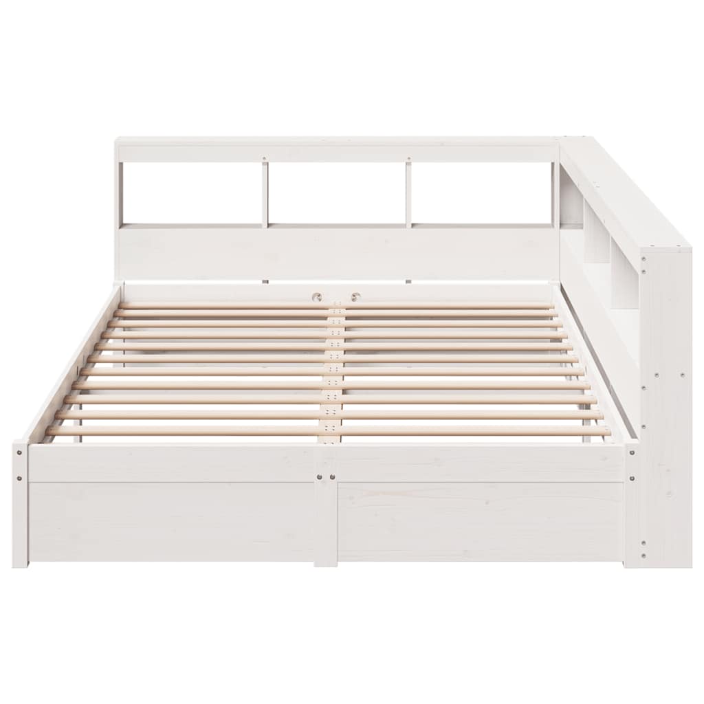 Bookcase Bed without Mattress White 150x200 cm Solid Wood Pine
