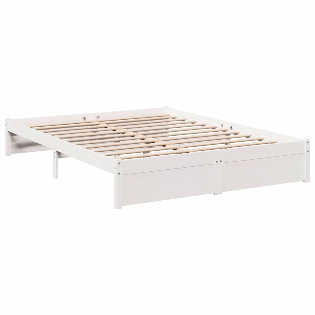Bookcase Bed without Mattress White 150x200 cm Solid Wood Pine