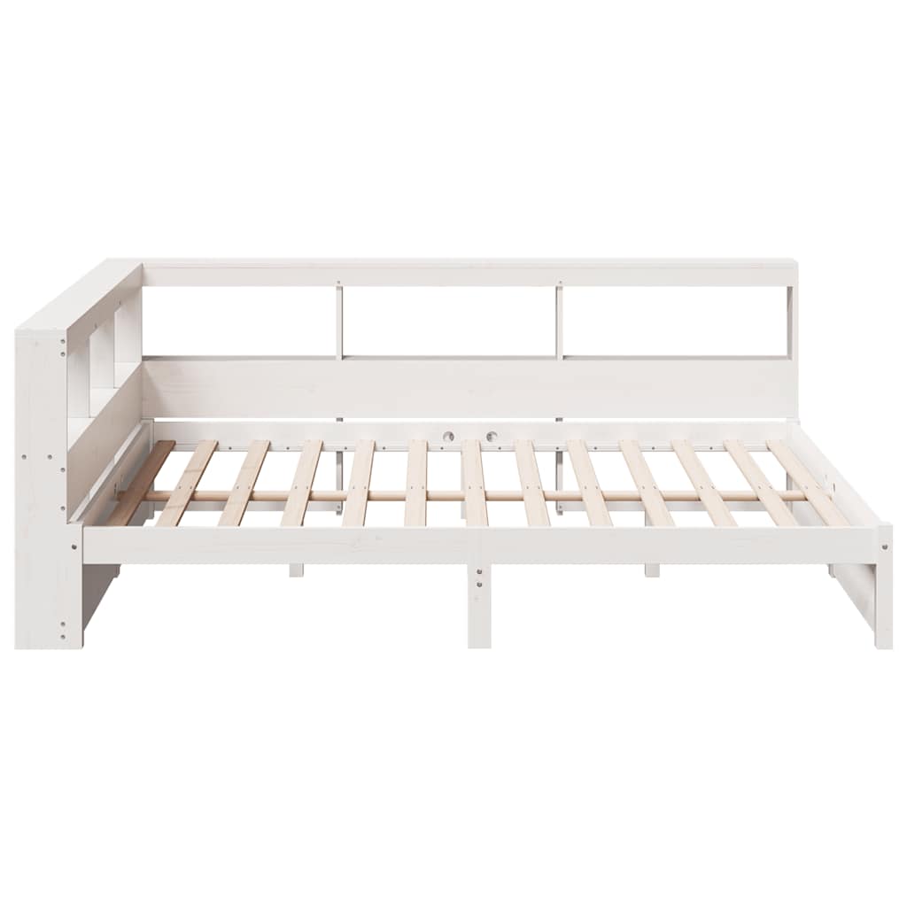 Bookcase Bed without Mattress White 150x200 cm Solid Wood Pine