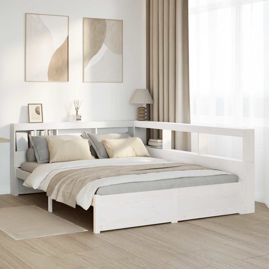 Bookcase Bed without Mattress White 150x200 cm Solid Wood Pine