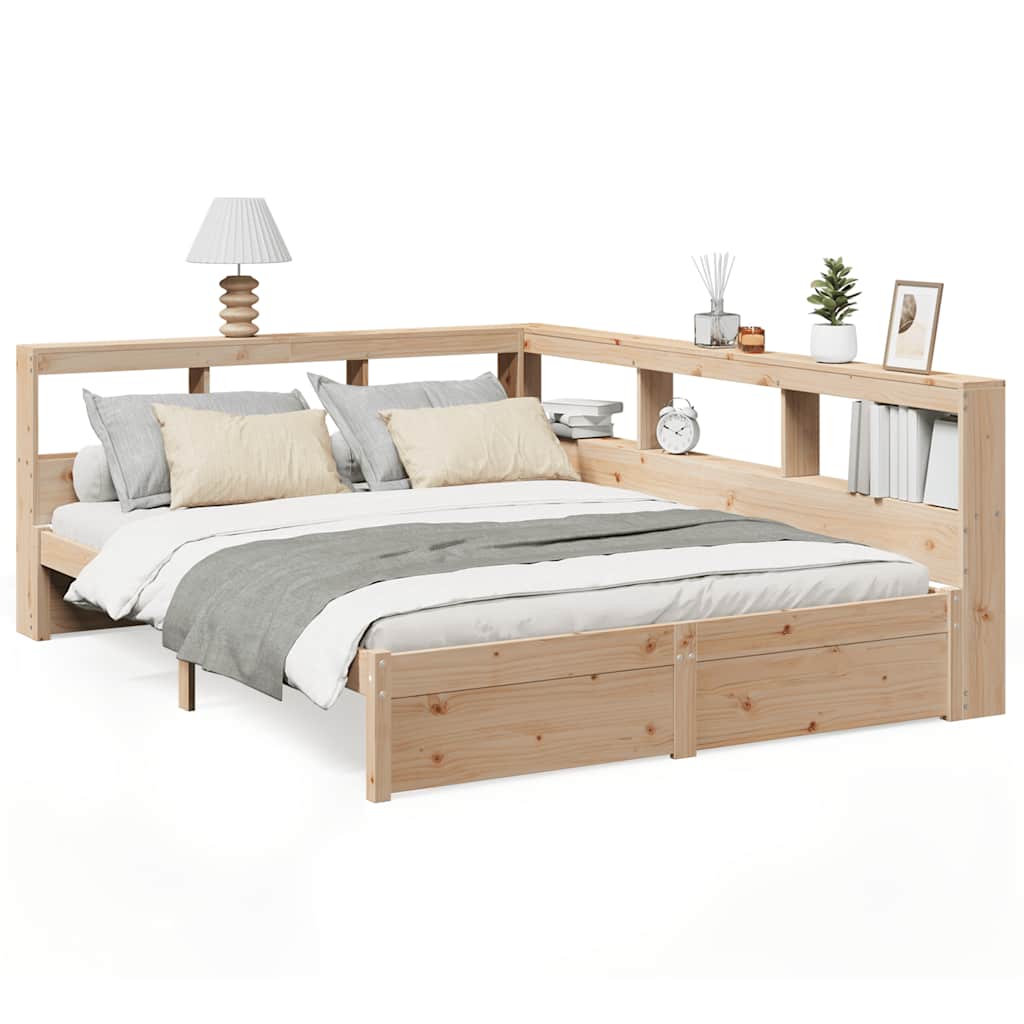Bookcase Bed without Mattress 140x200 cm Solid Wood Pine