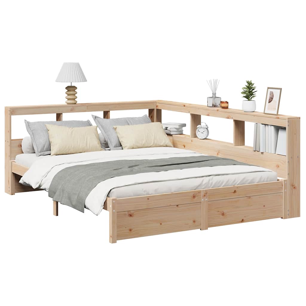 Bookcase Bed without Mattress 140x200 cm Solid Wood Pine