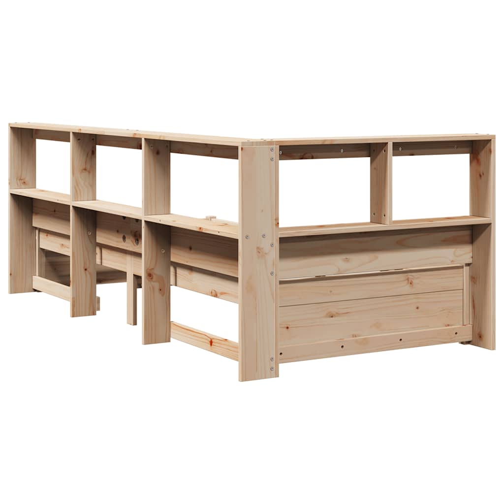 Bookcase Bed without Mattress 100x200 cm Solid Wood Pine