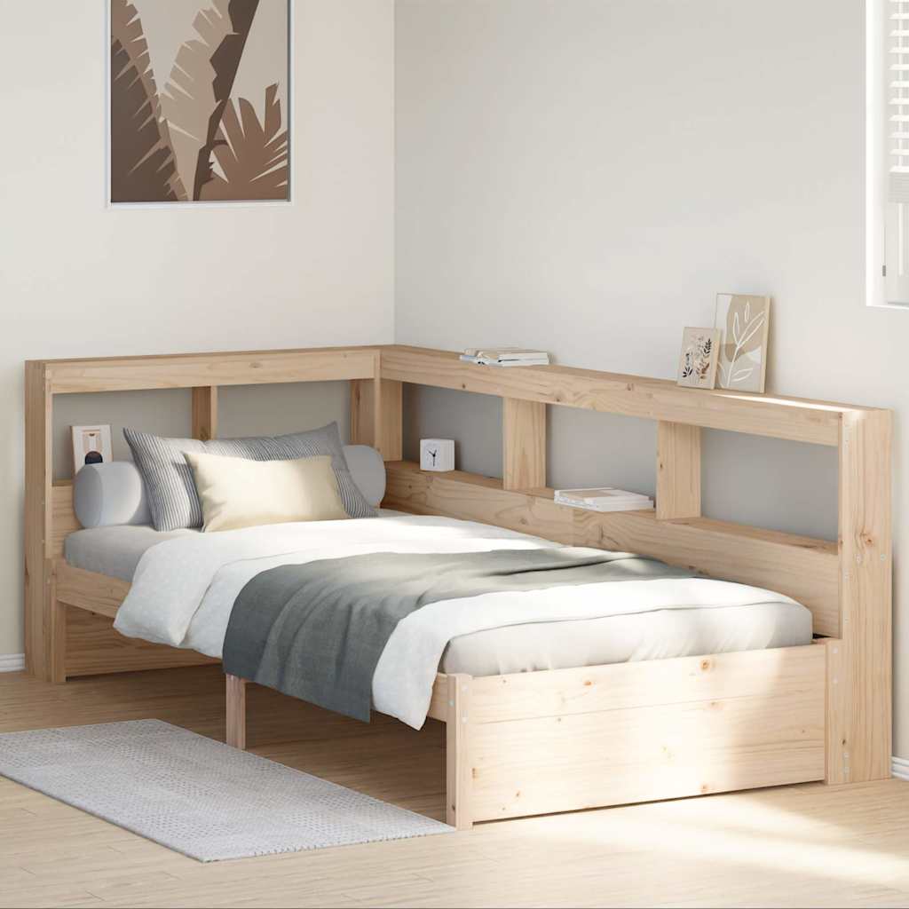 Bookcase Bed without Mattress 90x200 cm Solid Wood Pine