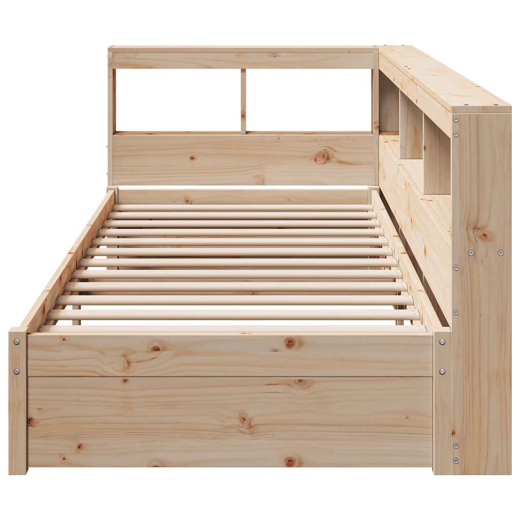 Bookcase Bed without Mattress 75x190 cm Solid Wood Pine