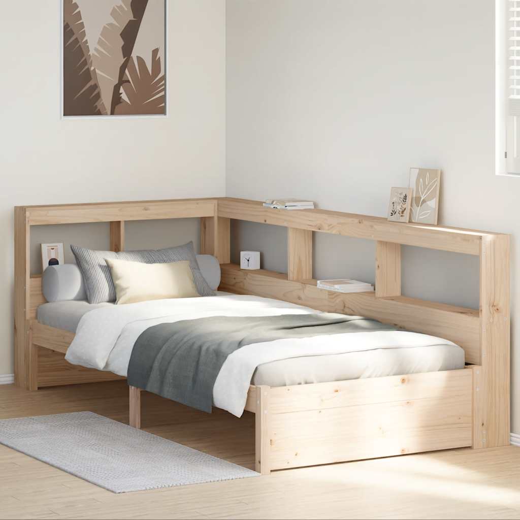 Bookcase Bed without Mattress 75x190 cm Solid Wood Pine