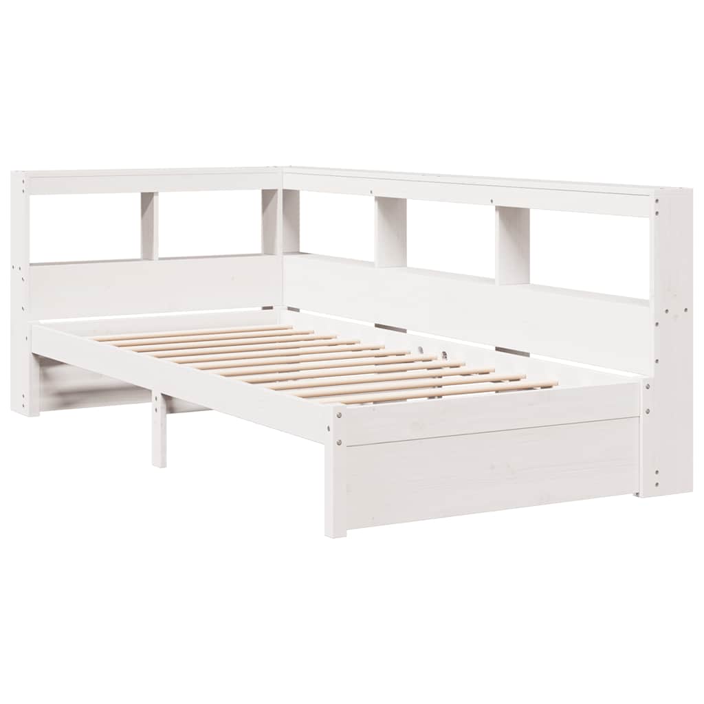 Bookcase Bed without Mattress White 75x190 cm Solid Wood Pine