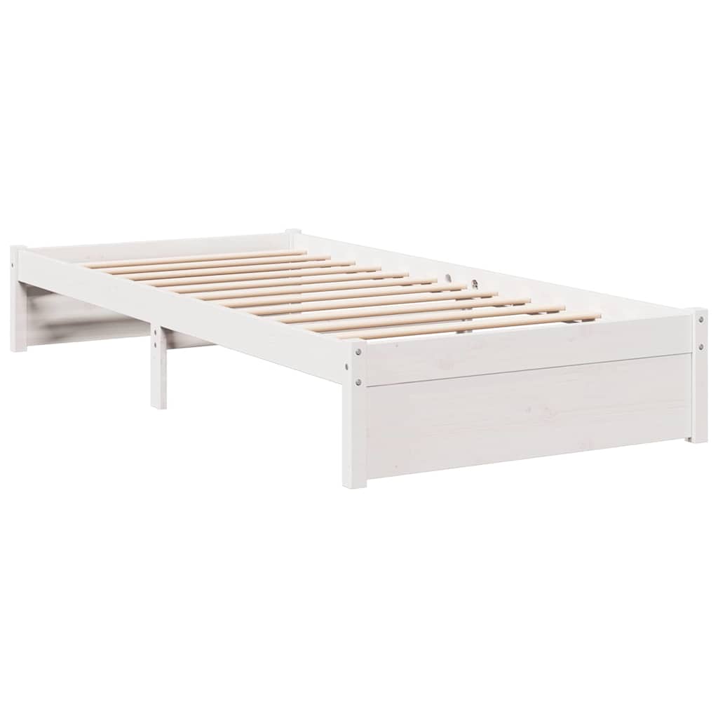 Bookcase Bed without Mattress White 75x190 cm Solid Wood Pine