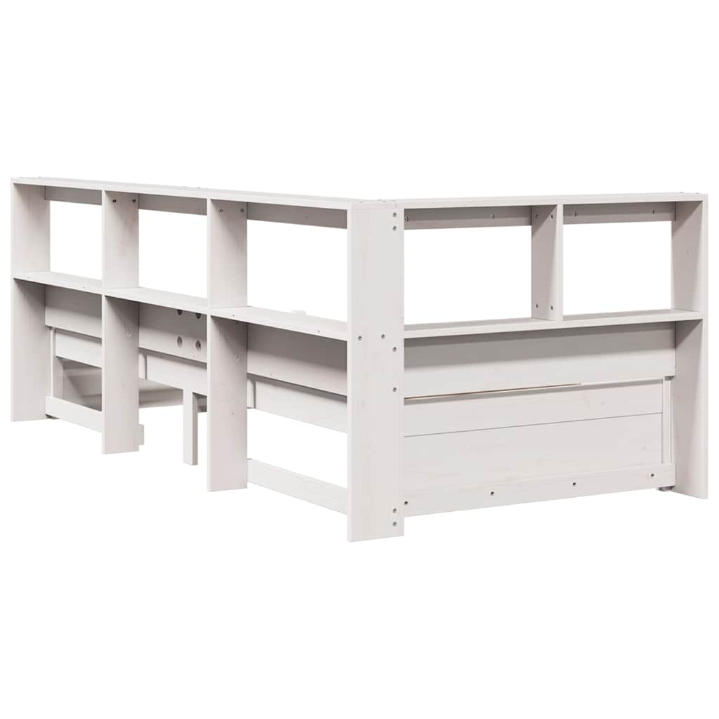 Bookcase Bed without Mattress White 75x190 cm Solid Wood Pine