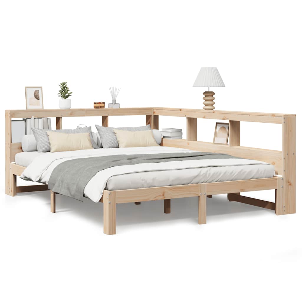 Bookcase Bed without Mattress 140x200 cm Solid Wood Pine