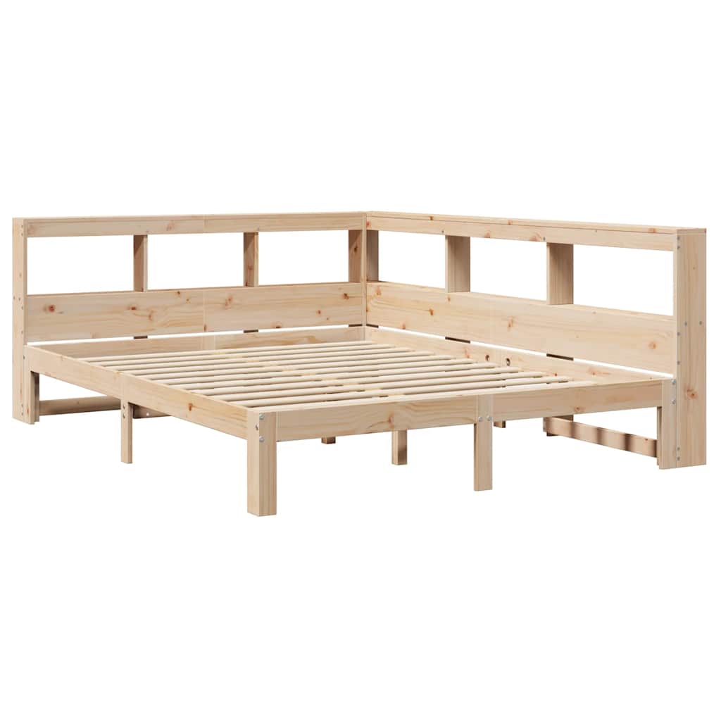 Bookcase Bed without Mattress 140x200 cm Solid Wood Pine