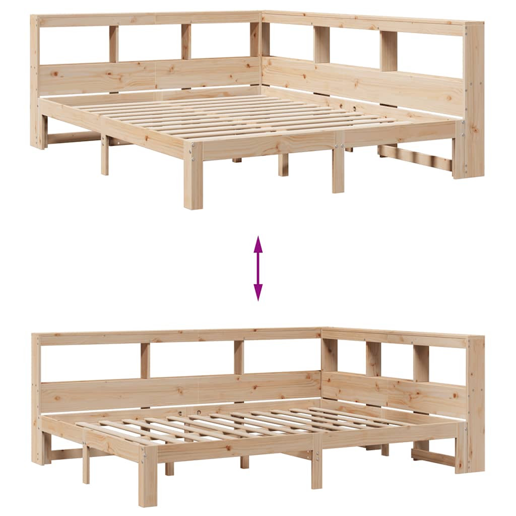 Bookcase Bed without Mattress 140x200 cm Solid Wood Pine