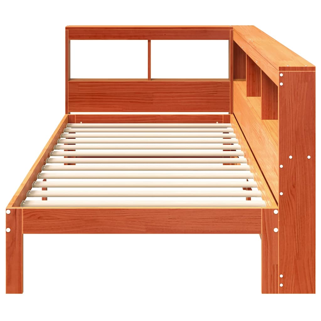 Bookcase Bed without Mattress Wax Brown 100x200 cm Solid Wood Pine