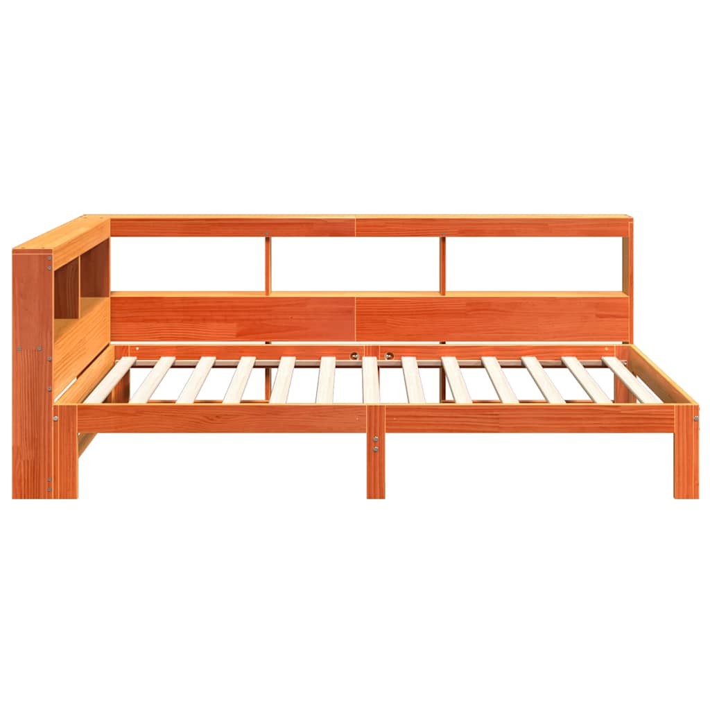 Bookcase Bed without Mattress Wax Brown 100x200 cm Solid Wood Pine
