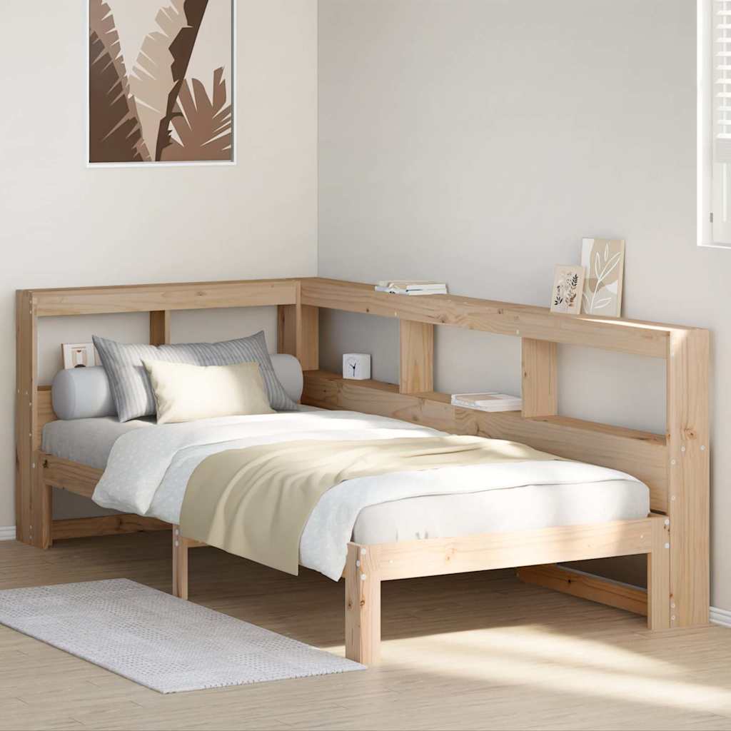 Bookcase Bed without Mattress 90x200 cm Solid Wood Pine