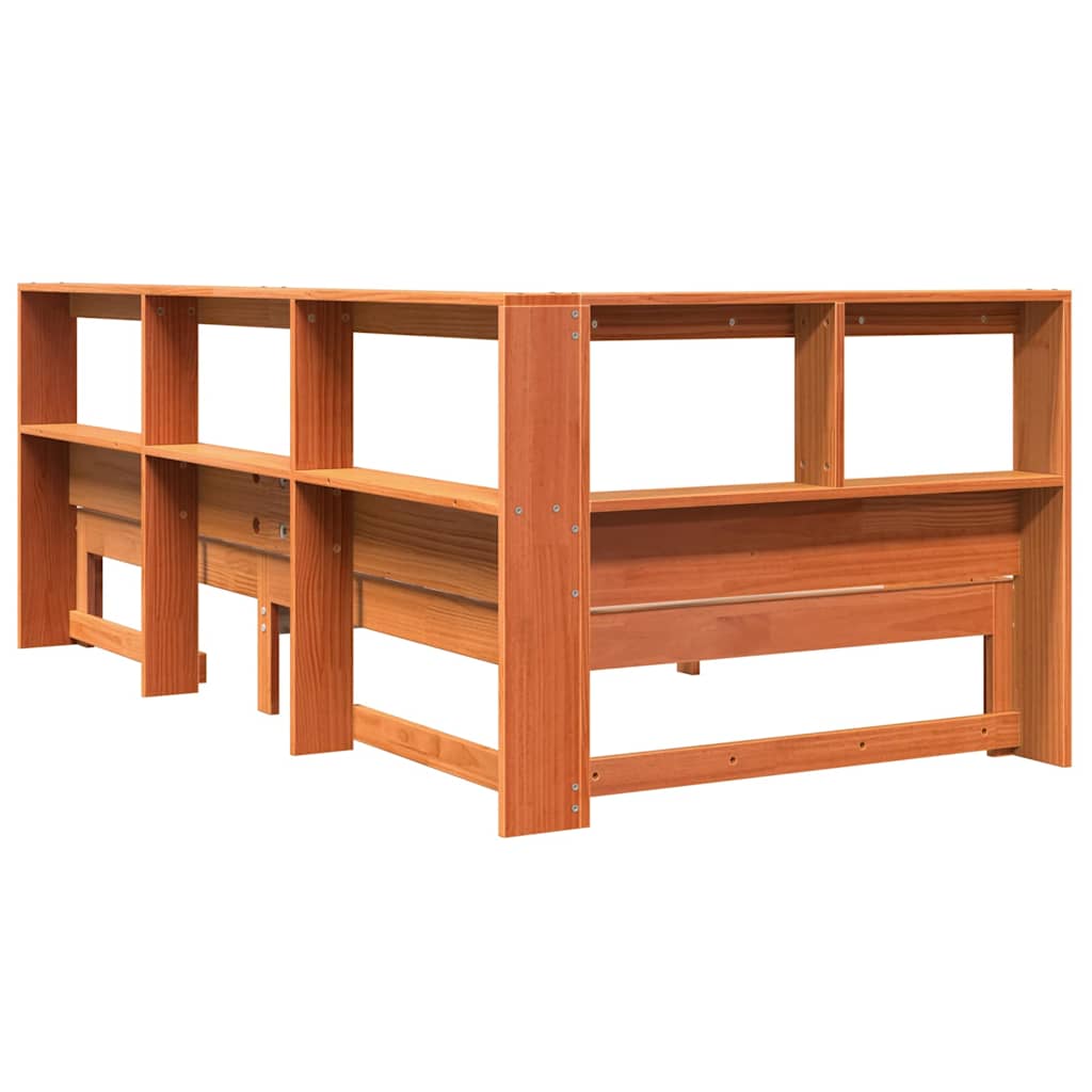 Bookcase Bed without Mattress Wax Brown 90x200 cm Solid Wood Pine
