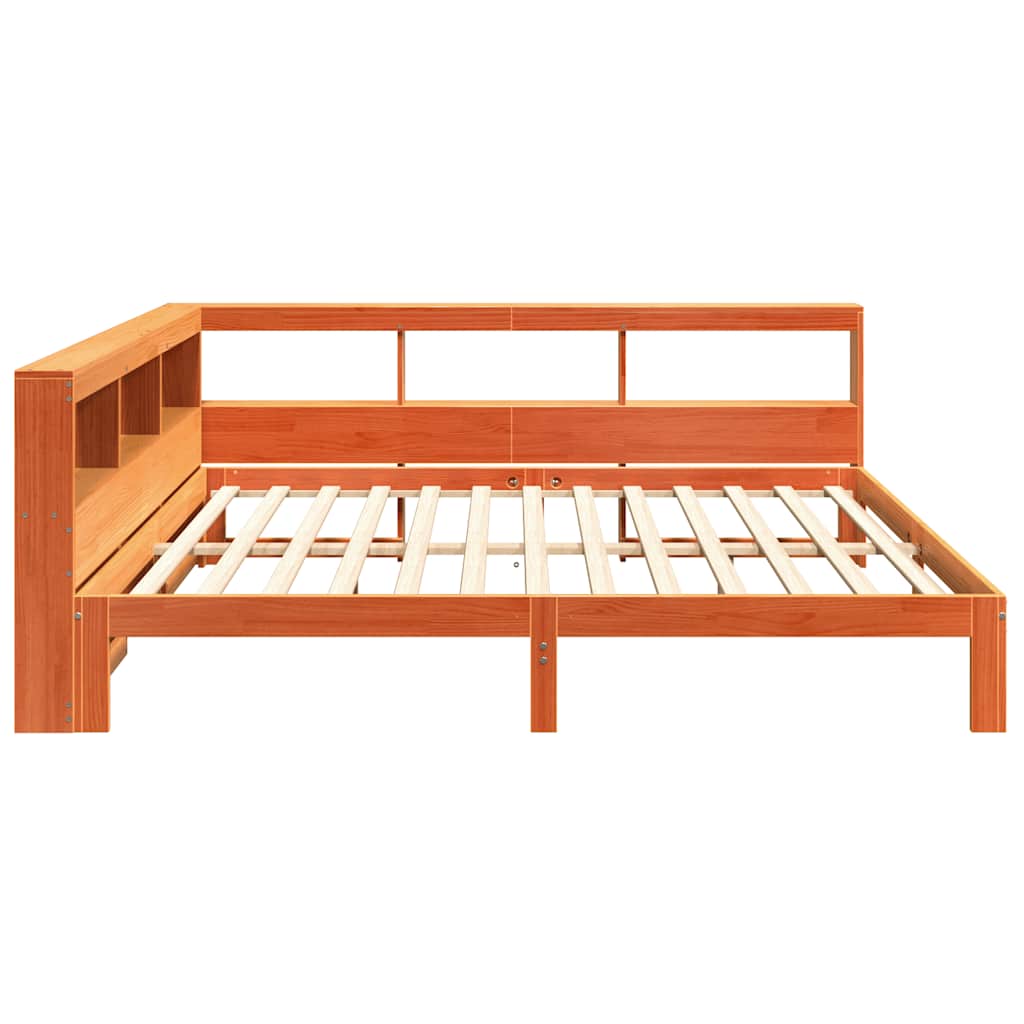 Bookcase Bed without Mattress Wax Brown 140x190 cm Solid Wood Pine