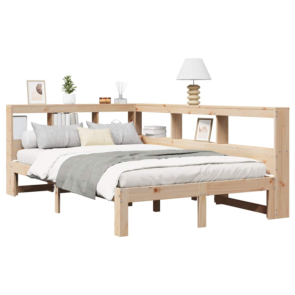 Bookcase Bed without Mattress 135x190 cm Double Solid Wood Pine