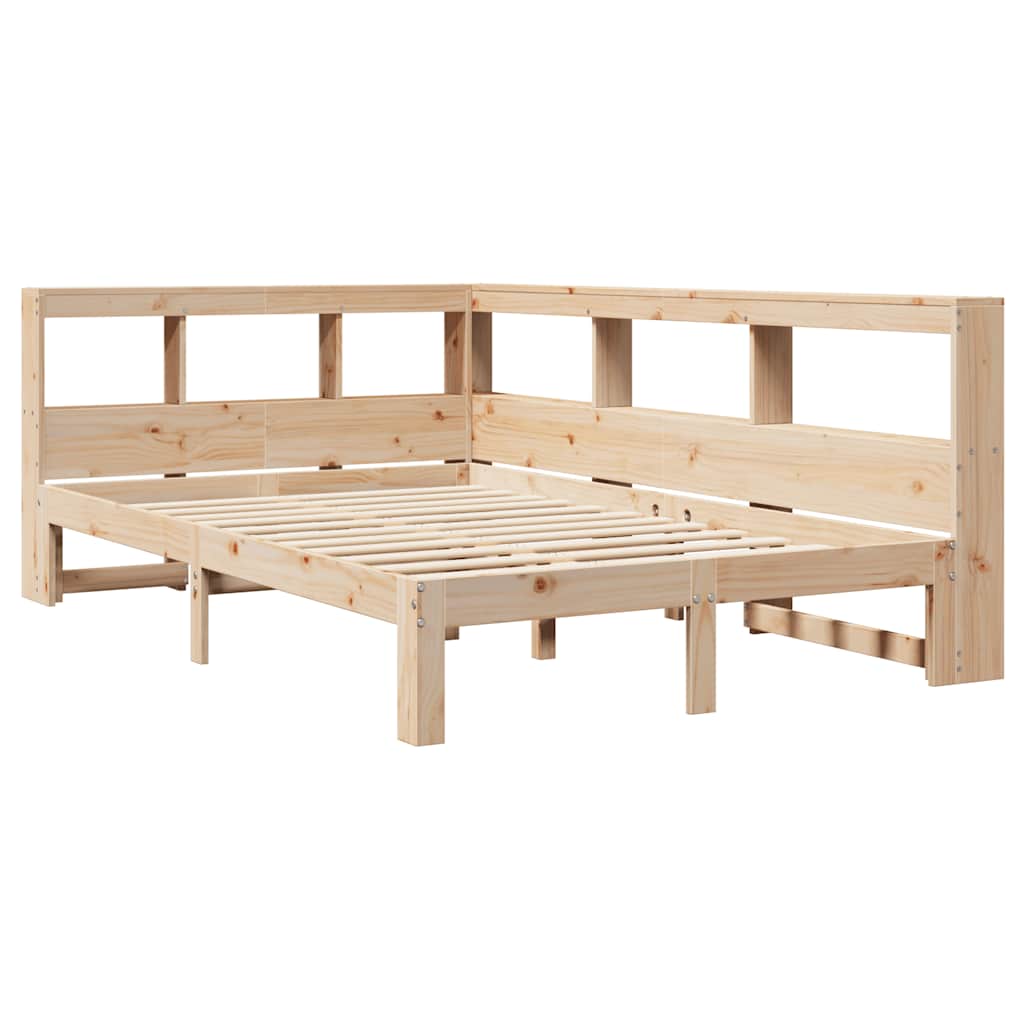 Bookcase Bed without Mattress 135x190 cm Double Solid Wood Pine