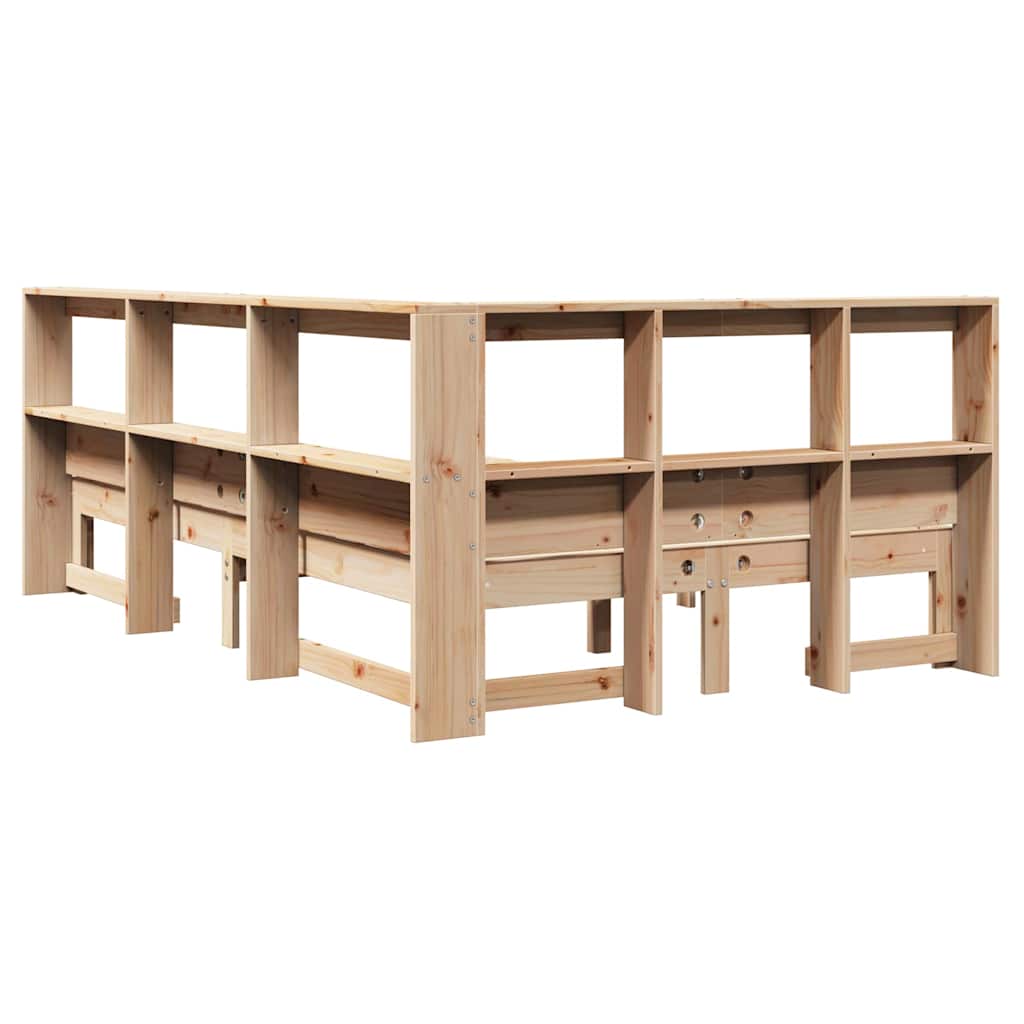 Bookcase Bed without Mattress 135x190 cm Double Solid Wood Pine