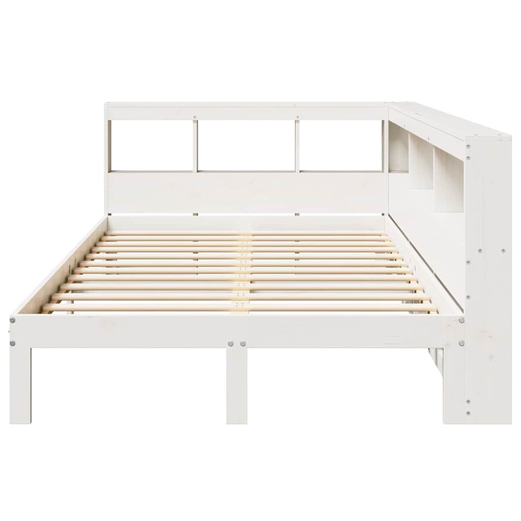 Bookcase Bed without Mattress White 135x190 cm Double Solid Wood Pine