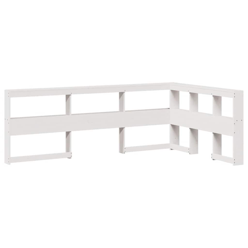 Bookcase Bed without Mattress White 135x190 cm Double Solid Wood Pine