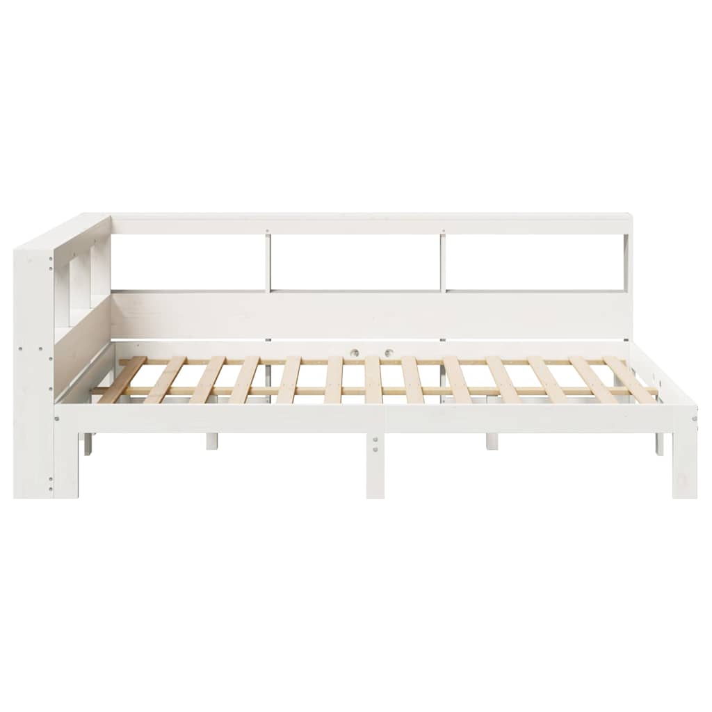 Bookcase Bed without Mattress White 135x190 cm Double Solid Wood Pine
