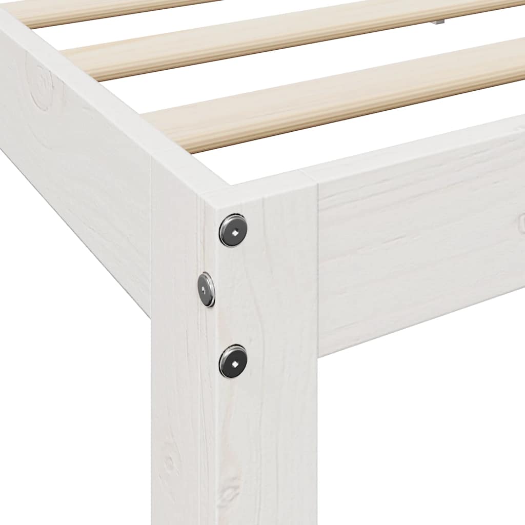 Bookcase Bed without Mattress White 135x190 cm Double Solid Wood Pine